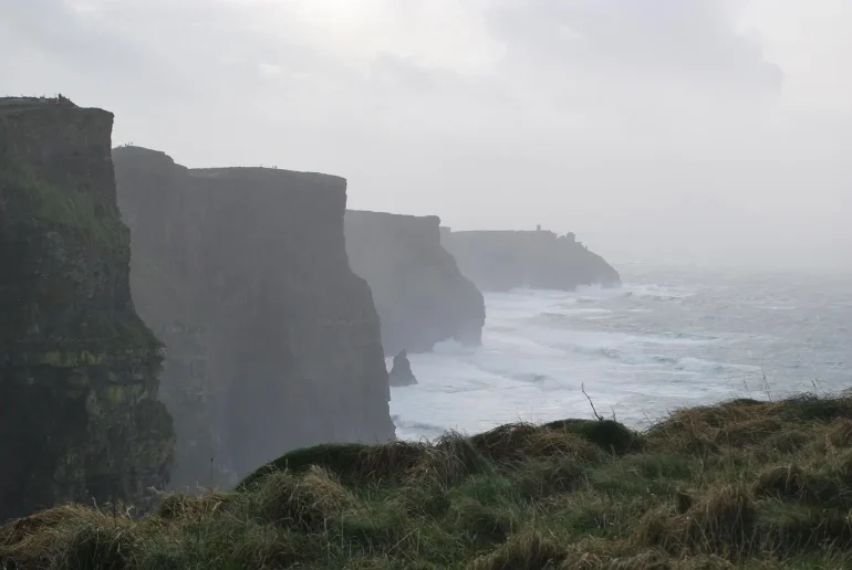 cliffs of moher on a hazy day
